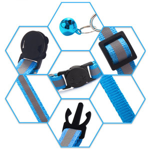 <span class=keywords><strong>Collar</strong></span> de gato de nailon ajustable de varios colores de alta calidad con tiras reflectantes campana gatos patrón hebilla Breakaway - Product Image 6