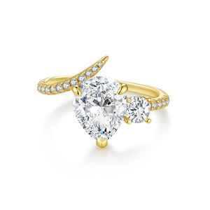 <b>Two</b> <b>Stone</b> Pear Moissanite Twist <b>Ring</b> S925 Sterling Silver Women Engagement Promise Wedding Finger Jewelry Gift - Product Image 1