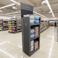 Présentoir pliable à trois niveaux en métal gris foncé pour accessoires de quincaillerie, personnalisable, haute capacité de charge