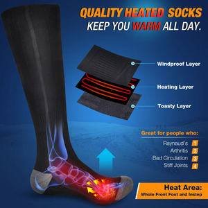 Chaussettes chauffantes à piles pour l'hiver, pour hommes et femmes, chaussettes chauffantes électriques rechargeables par USB - Product Image 3