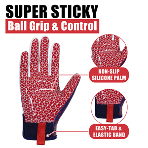 PRI Full Stock <span class=keywords><strong>Gants</strong></span> de sport Rouge Stretch Maille à séchage rapide pour gant de football américain en silicone respirant et antidérapant - Product Image 2