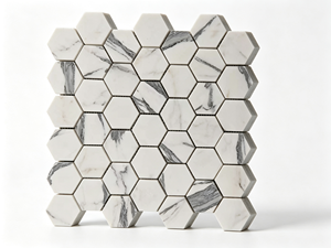 Carrelage hexagonal en marbre blanc Calacatta, finition mate, imperméable, pour sol de salle de bain - Product Image 3