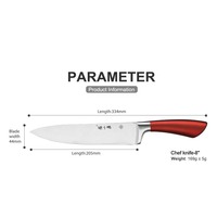 Couteau de Chef 8 pouces en Acier Inoxydable Allemand à Haute Teneur en Carbone Forgé - Couteau de Cuisine Ergonomique avec Manche Antidérapant Coloré