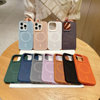 Coque de téléphone PC en maille nid d'abeille simple avec aspiration magnétique et dissipation thermique pour iPhone 13 14 15 Plus 16 Pro Max et Samsung