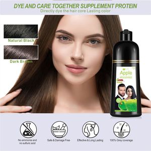 Shampoo colorant capillaire à la pomme <span class=keywords><strong>sans</strong></span> ammoniaque 500ml, non irritant, type eau claire, ne salit pas les serviettes, facile à utiliser, couvre les <span class=keywords><strong>cheveux</strong></span> <span class=keywords><strong>blancs</strong></span> - Product Image 3