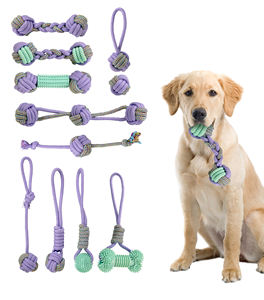 Jouets à mâcher en corde pour chien avec extrémités nouées et balle texturée pour chiens de taille moyenne, durables pour jouer en intérieur, design uni - Product Image 3