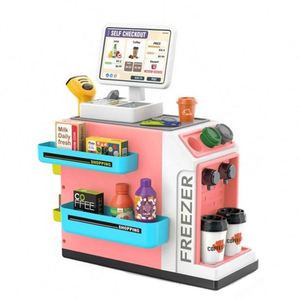 Juguete de Caja Registradora con Escáner, Supermercado, Tienda de Abarrotes, Mostrador de Compras, Cesta de Compras, Juego de Imitación de Mercado, Juguetes Educativos para Niños - Product Image 1