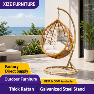 Outdoor Single Coarse Rattan Woven Hanging Egg Chair Carbon Steel <strong>Frame</strong> Swing <strong>Hammock</strong> <strong>for</strong> Patio Balcony Garden Indoor Furniture - Product Image 1