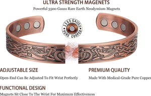 Pulsera Magnética para Hombre y Mujer, 99.9% Plata Pura Sólida, con 6 Imanes Potentes, Ajustable, Caja de Regalo para Padre, Esposo, Novio - Product Image 2