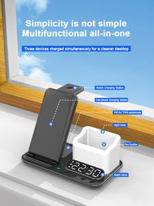 โคมไฟตั้งโต๊ะ LED แบบ4 in 1พับได้พร้อมที่ชาร์จไร้สายนาฬิกาปลุกสำหรับ IPhone14 PRO MAX - Product Image 6