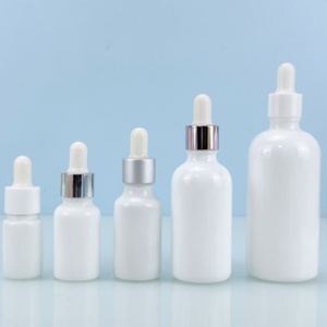 10ml 20ml 30ml 50ml 100ml White Glass <b>Dropper</b> <b>Bottle</b> Flat Shoulder Opal Screen Printing Essential Oil Serum - Product Image 1
