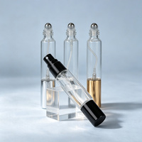 Flacon de parfum en verre transparent ambré 2-en-1 avec bille roll-on et vaporisateur, 10 ml, double embout, rechargeable, pour voyage