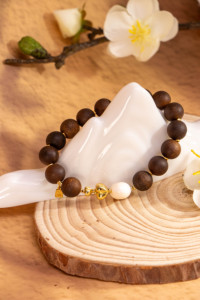 Pulsera de Cuentas de Madera de Arar Natural de Indonesia, Estilo Vintage Clásico, con Perla de Agua Dulce, Origen Guangdong, Genuina - Product Image 6