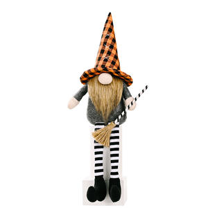 Halloween Tomte schwedische Gnome Fledermaus Hut gesichtslose Rudolph Puppe mit langem Bein für Dekoration - Product Image 6