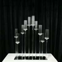 Support de chandelier en cristal pour centre de table, bougeoir conique en cristal avec support de chandelier à perles de cristal pour mariage, fête, cheminée