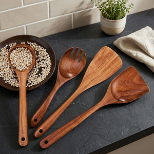 Juego de 2 Utensilios de Cocina Hechos a Mano con Madera de Mango Natural, Resistentes al Calor, Fáciles de Limpiar, Multifuncionales, para Sal y Especias - Product Image 6