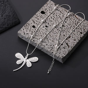 TongLingビンテージ亜鉛合金ネックレスロングビーズチェーンラインストーントンボ柄ニッケルフリー毎日使用ギフト - Product Image 5