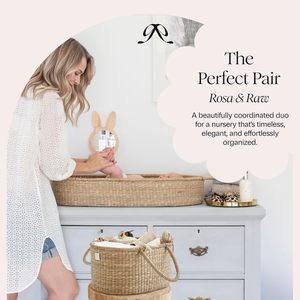 Panier en jonc de mer fait main avec séparateur en coton - Panier à couches de luxe primé (ROSA) - Product Image 6
