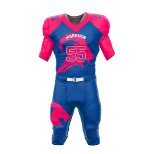 Fourniture directe d'usine au Pakistan Ensembles d'uniformes de football américain respirants pour hommes Conception de nom d'équipe personnalisée à faible quantité minimale de commande - Product Image 1