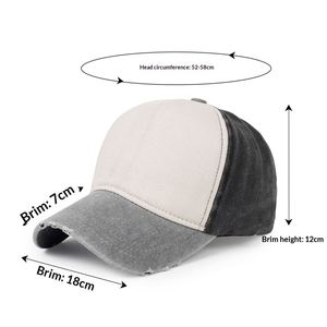 Casquettes de baseball en coton à 5 panneaux, effet vieilli, avec logo brodé personnalisé, bicolores, pour le sport, vente en gros - Product Image 5