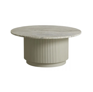 โต๊ะกาแฟท็อปหินอ่อน 140 ซม. พร้อมฐานไม้มะม่วง โต๊ะกลางไม้เนื้อแข็ง เฟอร์นิเจอร์ห้องนั่งเล่นทันสมัย ทนทาน มีสไตล์ - Product Image 3