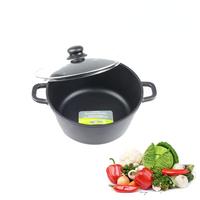 Marmite à soupe et fondue japonaise en aluminium antiadhésive avec couvercle en verre, revêtement plasma, compatible avec les cuisinières à induction et les flammes ouvertes