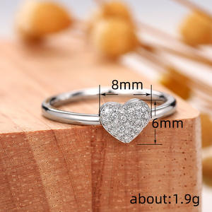 Bague en diamant taille cœur Q702 en argent pour femme, style romantique, couleur G, bijoux en diamant naturel - Product Image 4