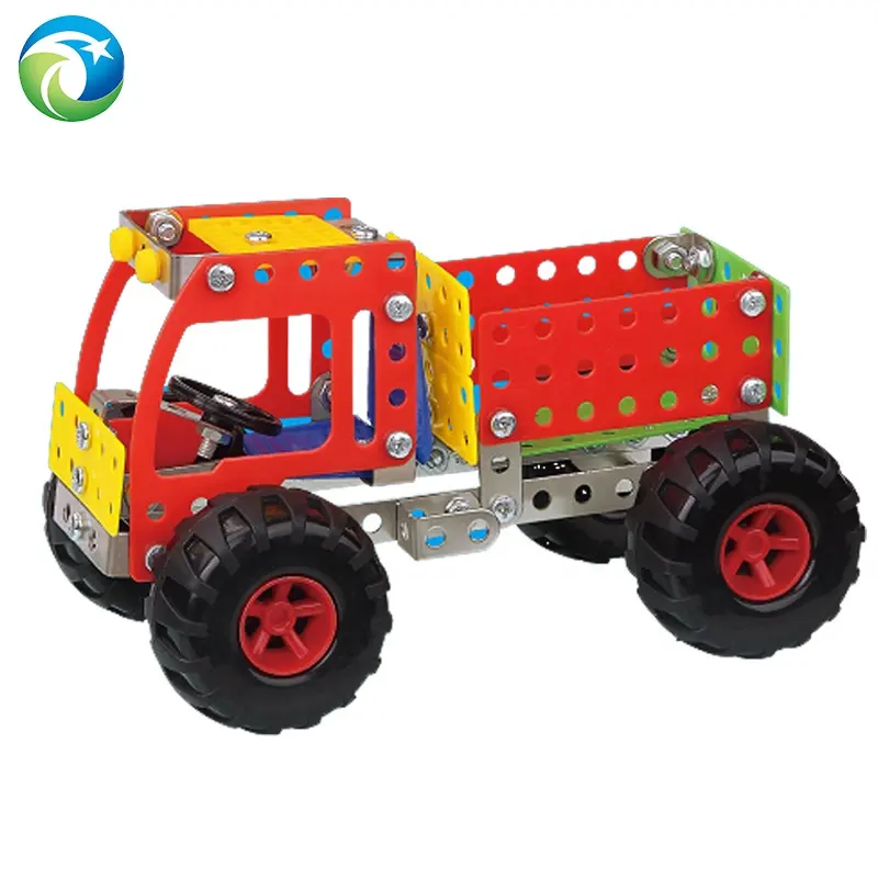 YQ Custom Kids Education Puzzle-Spiel Diy Zusammenbau von Metallbau steinen Car Engineering Truck Screw Blocks Toy 3D Puzzle