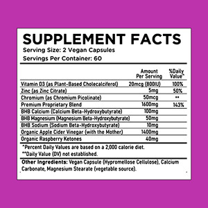 Oem ODM keto viên nang giàu bhb ACV vitamin kẽm crom hỗ trợ hiệu quả hoạt động trao đổi chất thuốc giảm cân - Product Image 2