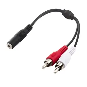 3.5F Para 2RCA Jack Cabo 3.5 Tomada Áudio AUX Fone De Ouvido Estéreo 3.5 milímetros Masculino para Dual RCA Macho