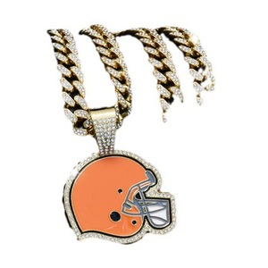 Collier Hip Hop Cleve Browns Team en alliage, chaîne cubaine avec diamants - Product Image 4