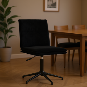 Chaise de salle à manger en velours noir, hauteur réglable, design moderne, pieds en métal, mobilier pour la maison - Product Image 2