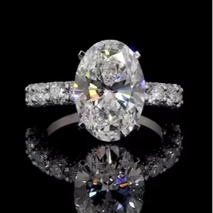 Bague en diamant de laboratoire certifié IGI pour femme, diamant CVD radiant ovale VVS, diamant créé en laboratoire, bague de fiançailles pavée, bijoux - Product Image 1