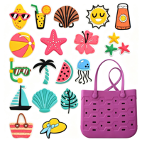 Breloques en gros pour sacs de plage en PVC, lettres et chiffres, grands accessoires en caoutchouc à clipser pour sacs fourre-tout