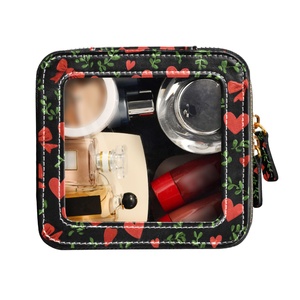 Hawaii Customized Puakenikeni <b>Lei</b> Black Red Heart Bow Retro Swirl Travel Makeup Bag - Product Image 2