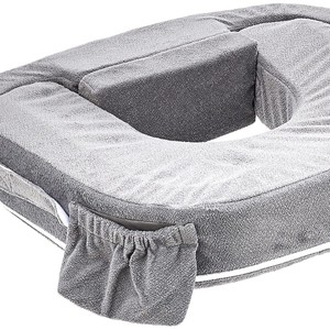 Almohada ergonómica para lactancia en forma de U con funda de felpa, bolsillos laterales ajustables y soporte para el embarazo - Product Image 1