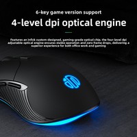 Souris de jeu filaire INPHIC PB1, 6 boutons, ergonomique, programmable avec macros, rétroéclairée, pour droitiers, 7200 DPI