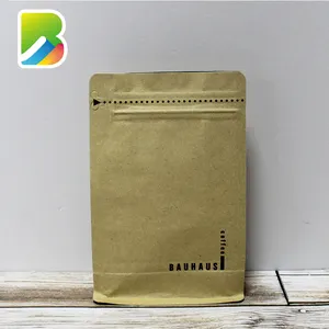 Papel de retalho de especialidade de armazenamento, chapa de papel de retalho de especialidade de armazenamento de fundo plano, feito sob encomenda, reciclado com alça para feijão, bolsa de café escuro