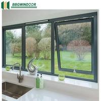 Lukliving TAMAÑO DE ALUMINIO personalizado marco colgado superior baño precio barato vista Ventana de toldo de vidrio