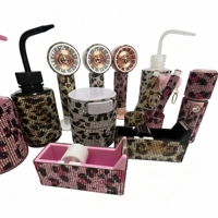 Ensemble d'outils pour cils en strass léopard en gros, fournitures pour cils, conteneur de rangement pour colle diamantée, miroir à cils, mini ventilateur