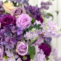 Boules de fleurs artificielles en soie violette et verte avec roses et orchidées pour mariage, fête des mères et rentrée scolaire - Écologiques