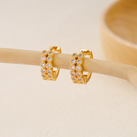 Joyería HYL, Aretes de Latón con Base Tridimensional en Forma de Panal, Chapados en Oro de 18k, Color Duradero, Venta al por Mayor