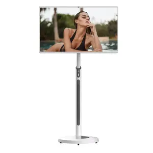 32-Inch Standbyme White Android Smart TV With LED Backlight LCD Touch Screen Portable Floor Standing Vertical Display Mobile TV