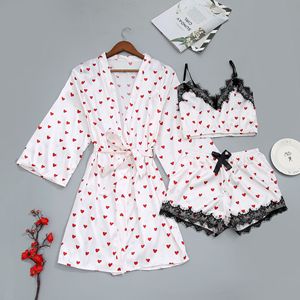 Solid Milk Silk Women Kimono Gown Sexy Strap Nighty Adult Summer Robe Sets 3PCS <b>Cardigan</b> Nightgown Bride Bathrobe Lace Pyjamas - Product Image 1