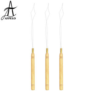 Jarum rajut rambut pegangan kayu, alat kait ekstensi rambut, jarum benang, lingkaran manik-manik Cincin mikro - Product Image 4