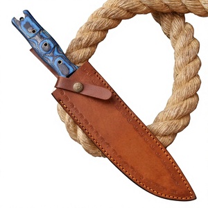 Couteau de chasse et de survie en plein air à lame fixe en acier au carbone fait main, lame en acier inoxydable, manche en bois Pakka, étui en cuir - Product Image 4