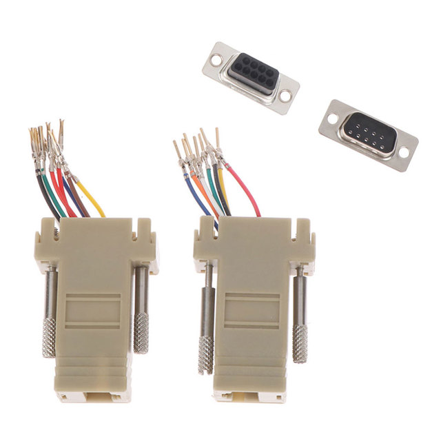 DB9 RS232 Female Port to RJ45 Female Connector DB9 Serial Port Extender to LAN CAT5 CAT6 RJ45 Network Ethernet Cable Adapter