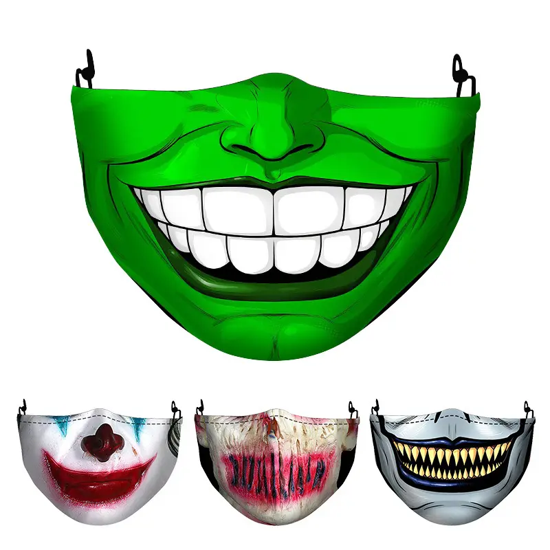 Cadılar bayramı maskesi 3D baskılı pamuk yüz maskesi parti maskeleri kullanımlık