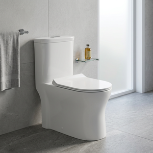 Inodoro de una pieza de cerámica blanca de calidad de exportación con sifón en P modelo Diamond para baños de hotel - Product Image 5