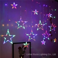 Guirlandes lumineuses LED solaires étanches en forme d'étoiles à cinq branches, 3,5 m, romantiques, pour mariage, Noël, décoratives, rideau lumineux en forme de glaçons